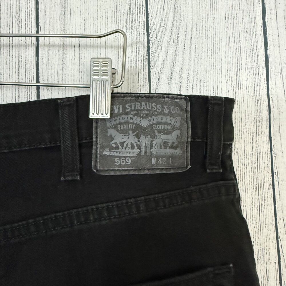 Levi's 569 Men's W42 Black Bleached Loose Fit Denim Jeans Y2K Streetwear - Picture 4 of 8